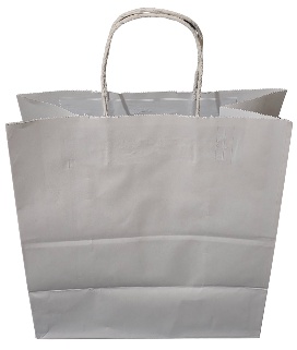 PAPER BAG TWISTED HANDLE 33X34X18 WHITE PLAIN UNPRINT 1X250 PCS